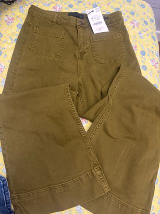Pantalón Zara Mujer Talla L/40 Verde Oliva