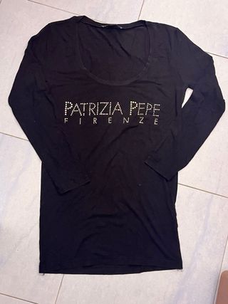 Maglia Patrizia Pepe Manica 3/4 Logo Strass