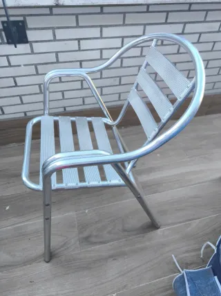 Silla terraza aluminio plateada