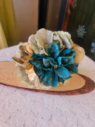Ramillete Flamenca Azul y Dorado