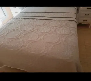 Colcha bouti beige para cama de 150