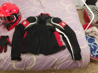 Conjunto Moto Enduro Verano Casco Guantes Chaqueta