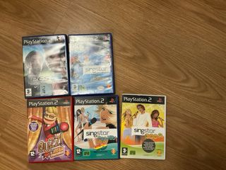 Lote 5 Juegos PS2: PES 2008, Buzz!, Singstar