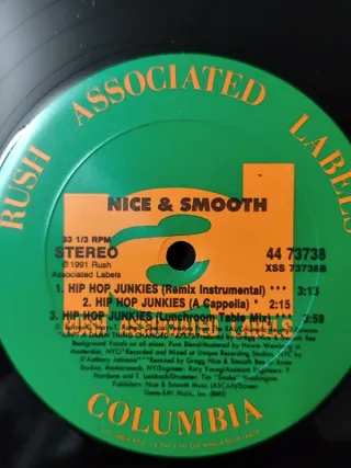 Vinilo Nice & Smooth - Hip Hop Junkies 12" 1991