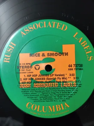 Vinilo Nice & Smooth - Hip Hop Junkies 12" 1991