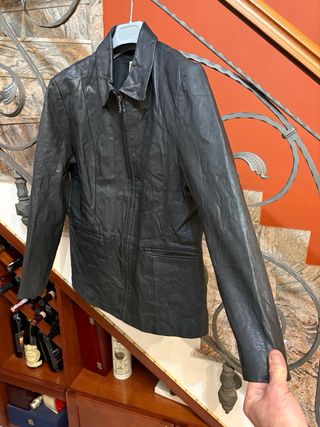 Giubbino in vera pelle vintage nero