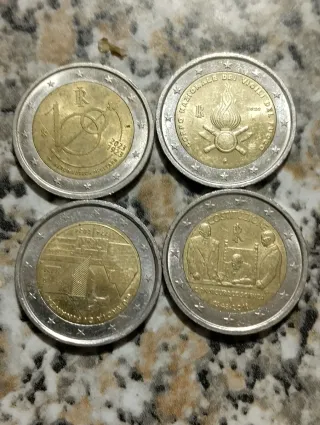 Lotto 4 Monete 2 Euro Commemorative Italia mark