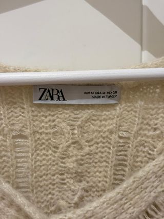 Jersey beige cruzado punto ZARA
