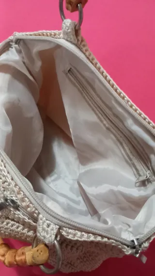 Bolso Boho Beige Crochet Bambú