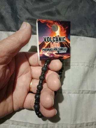 Pulsera Piedra Volcánica Negra