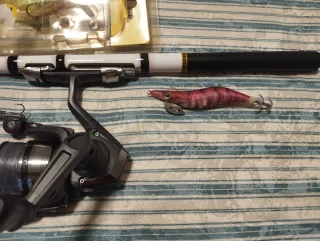 Conjunto completo caña carrete señuelos pesca