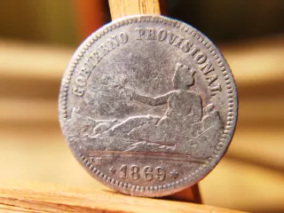 Moneda Plata 1 peseta 1869 Gobierno Provisional