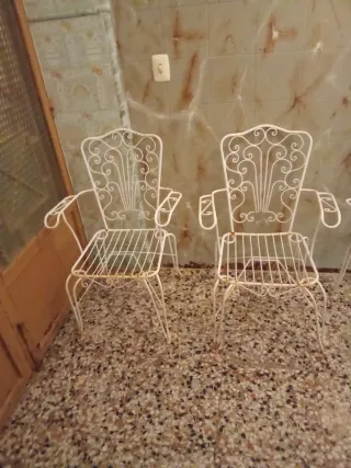 Juego de 4 Sillas de Forja Blancas