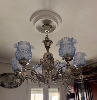 Lámpara de Techo Vintage Azul y Blanca