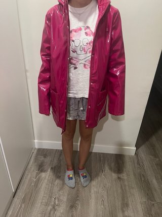 Chubasquero rosa brillante mujer