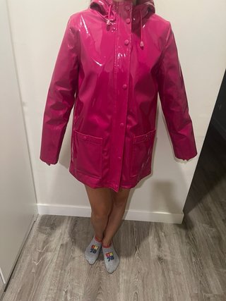 Chubasquero rosa brillante mujer