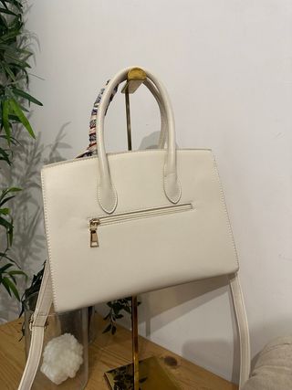 Borsa donna beige e bianca