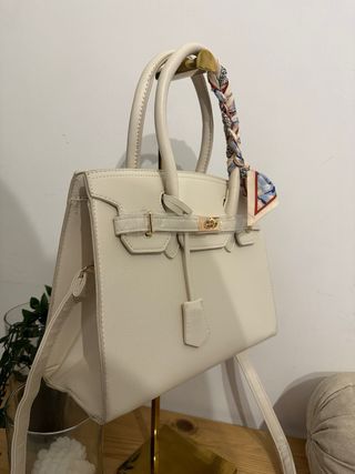 Borsa donna beige e bianca