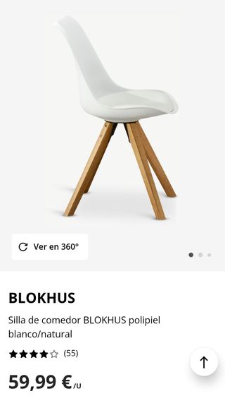 Silla Comedor BLOKHUS Polipiel Blanco/Madera