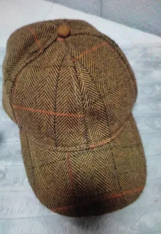 Gorra de tweed marrón con cuadros talla 57