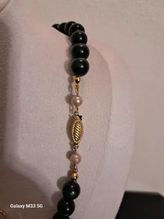 Collana e orecchini Vintage Agata e perle