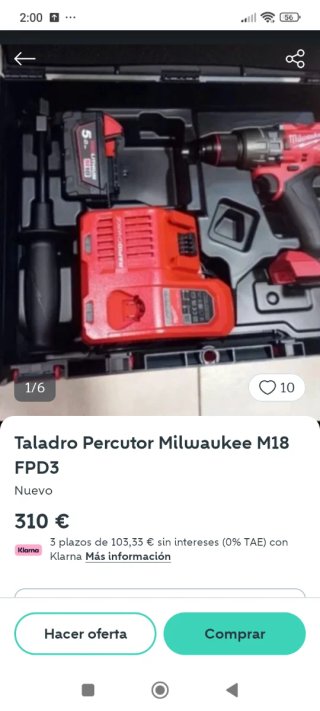 Taladro Milwaukee M18 Batería y Cargador