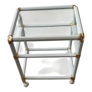 Mesa auxiliar cristal y metal con ruedas
