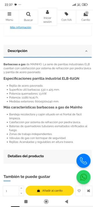 Parrilla a gas Mainho poco uso