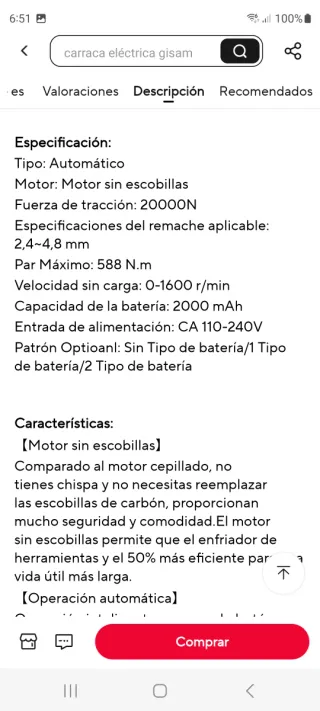 Remachadora Gisam Eléctrica + 2 Baterías