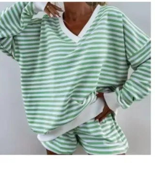 Chándal mujer rayas verde/blanco T40-44