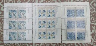 Lote 3 Hojas Bloque Portugal 1983 Azulejos