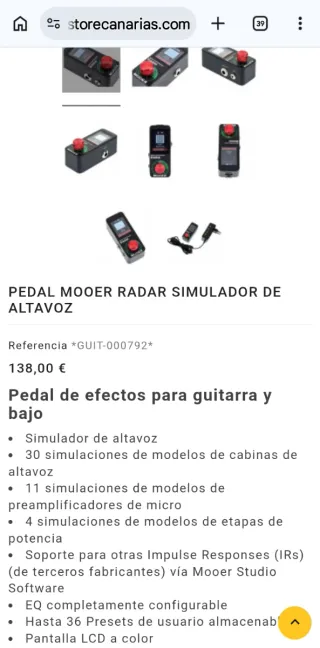 MOOER Radar Simulador Cajas/amps Guitarra y Bajo