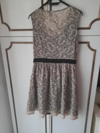 Abito elegante pizzo beige e nero