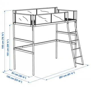 Cama alta infantil blanca