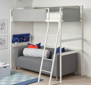 Cama alta infantil blanca