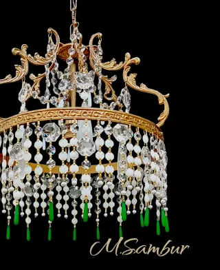 Lampadario oro e cristallo