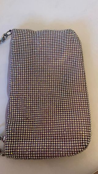 Bolso Stradivarius de brillos plateado