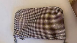 Bolso Stradivarius de brillos plateado