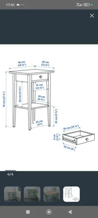 Mesilla Ikea Hemnes Madera Blanca