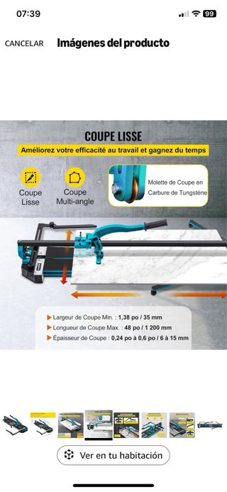 Cortadora de azulejos Vevor 120cm