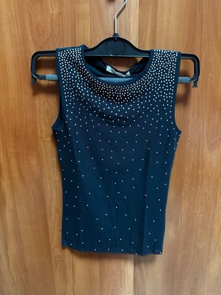 Top Zara pedrería negro Talla S