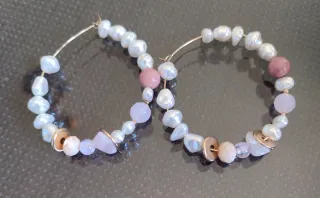 Pendientes aro perlas y piedras