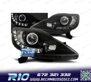 FAROS PEUGEOT 107 05-12 LUZ DIURNA FONDO NEGRO