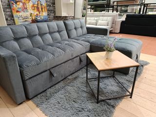 Sofá cama gris con arcón