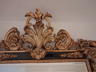 Espejo antiguo madera con penacho