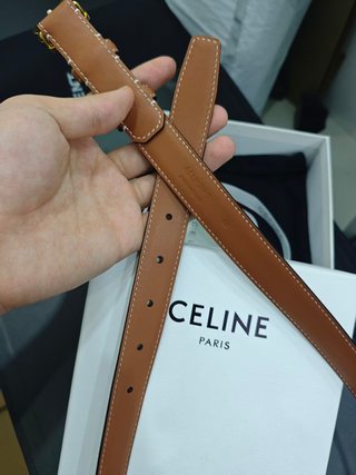 Cinturón Celine Marrón Hebilla Dorada