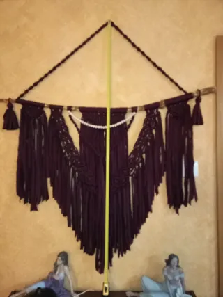 Tapiz Macramé Tela y Madera