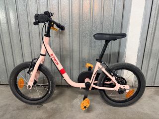 Bicicleta infantil rosa B'TWIN 14 pulgadas