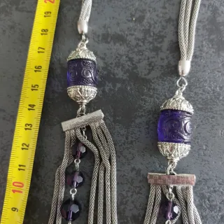 Collana bigiotteria argento e viola/blu