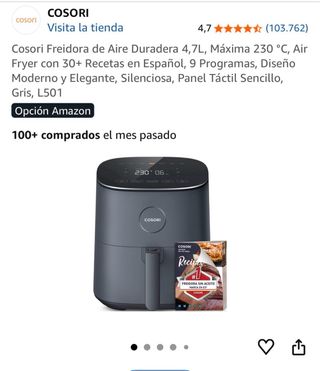 Freidora Cosori Negra (Air-fríe)